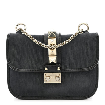 Valentino Garavani Denim Small Glam Lock Rockstud Flap Deep Denim 1 of 10