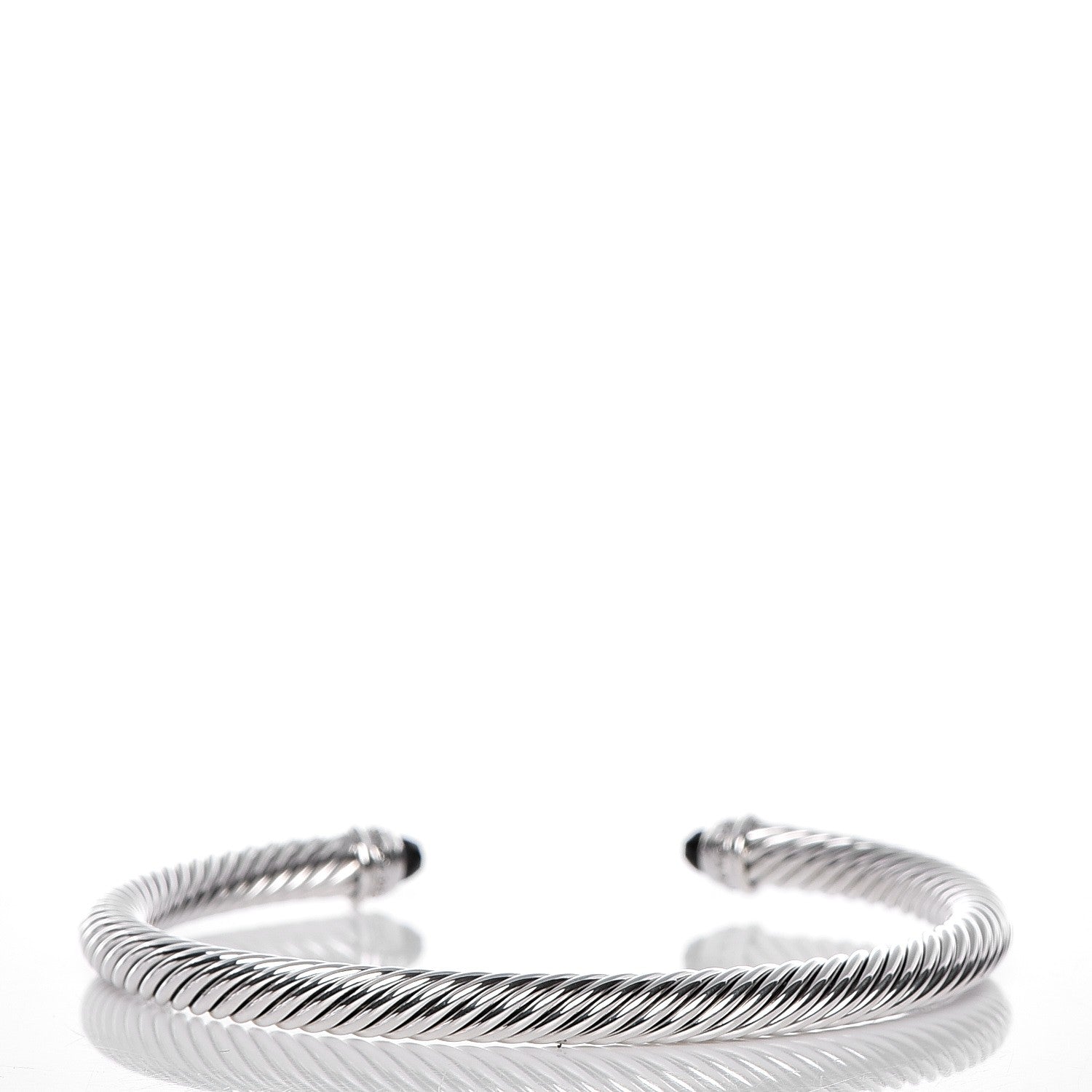 David Yurman Sterling Silver Diamond Black Onyx 5mm Cable Classics Bracelet 3 of 6