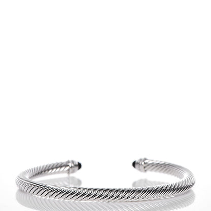 David Yurman Sterling Silver Diamond Black Onyx 5mm Cable Classics Bracelet 3 of 6