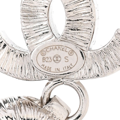 Chanel Metal Crystal CC Drop Earrings Silver 4 of 4