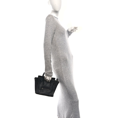 Celine Pebbled Calfskin Nano Luggage Black 2 of 9