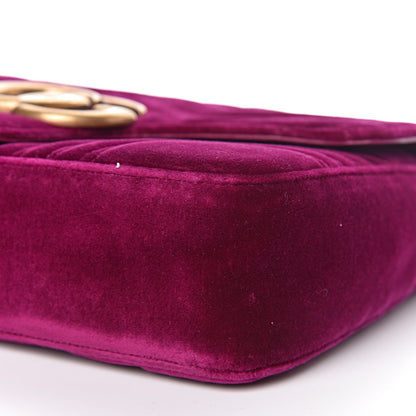 Gucci Velvet Matelasse Medium GG Marmont Shoulder Bag Fuchsia Violet Cyclamen 9 of 10