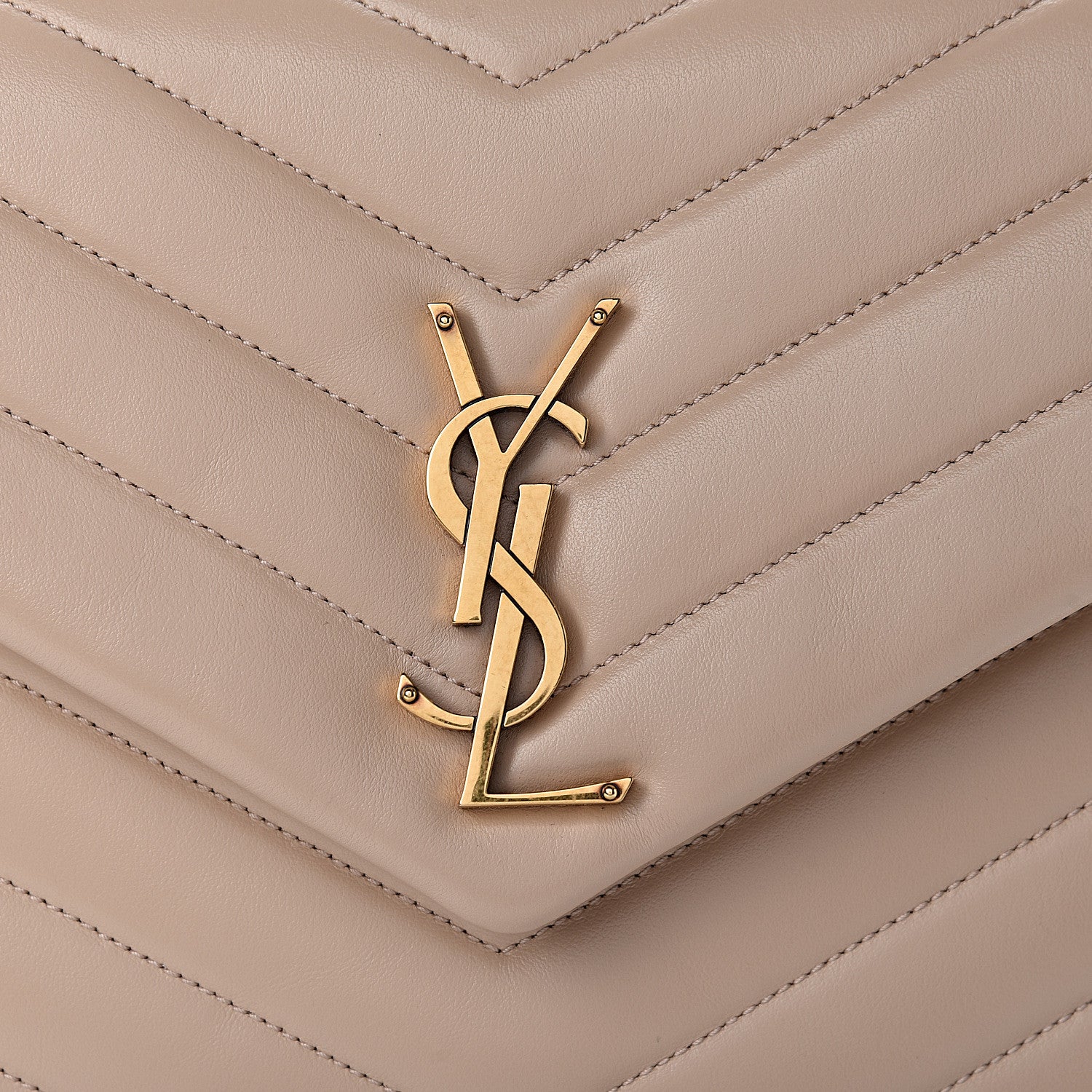 Saint Laurent Calfskin Y Quilted Monogram Medium Loulou Chain Satchel Nude Powder 9 of 11