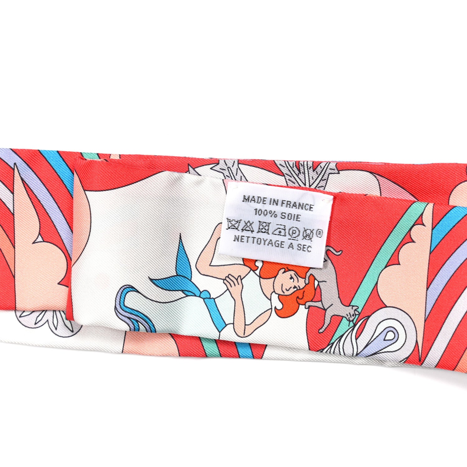 Hermes Silk Carres Volants Twilly Grenadine White Bleu 4 of 4