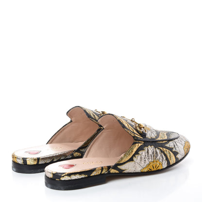Gucci Jacquard Floral Womens Princetown Slippers 37.5 Oro Black 4 of 11
