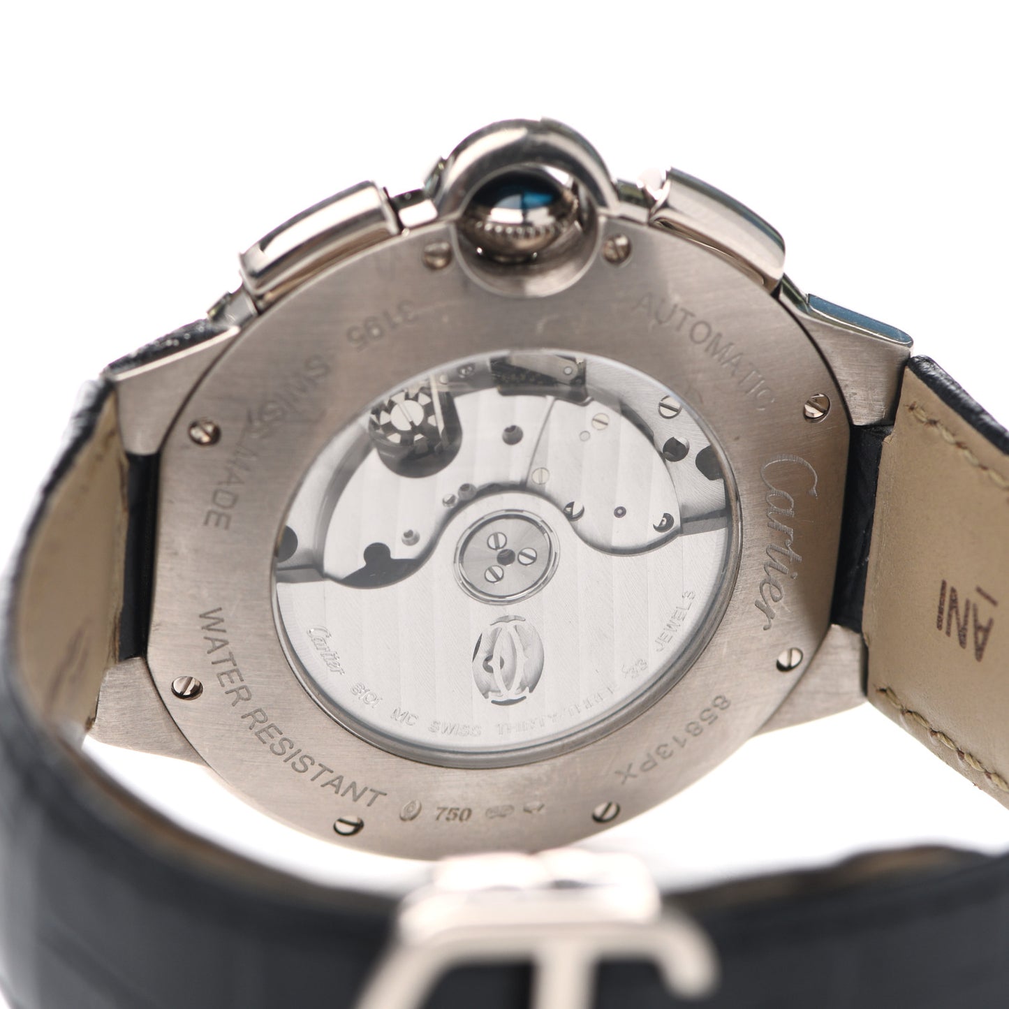 18K White Gold Alligator 42mm Ballon Bleu De Cartier Chronograph Automatic Watch