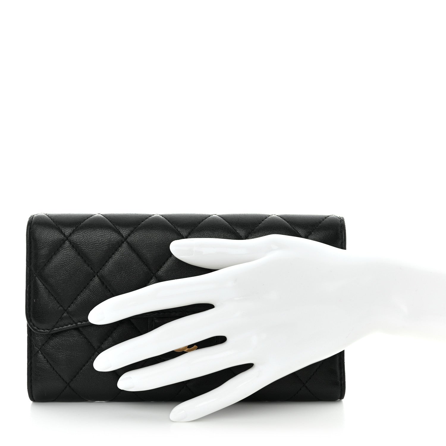 Chanel Lambskin Quilted Large Flap Wallet Black 2 of 15