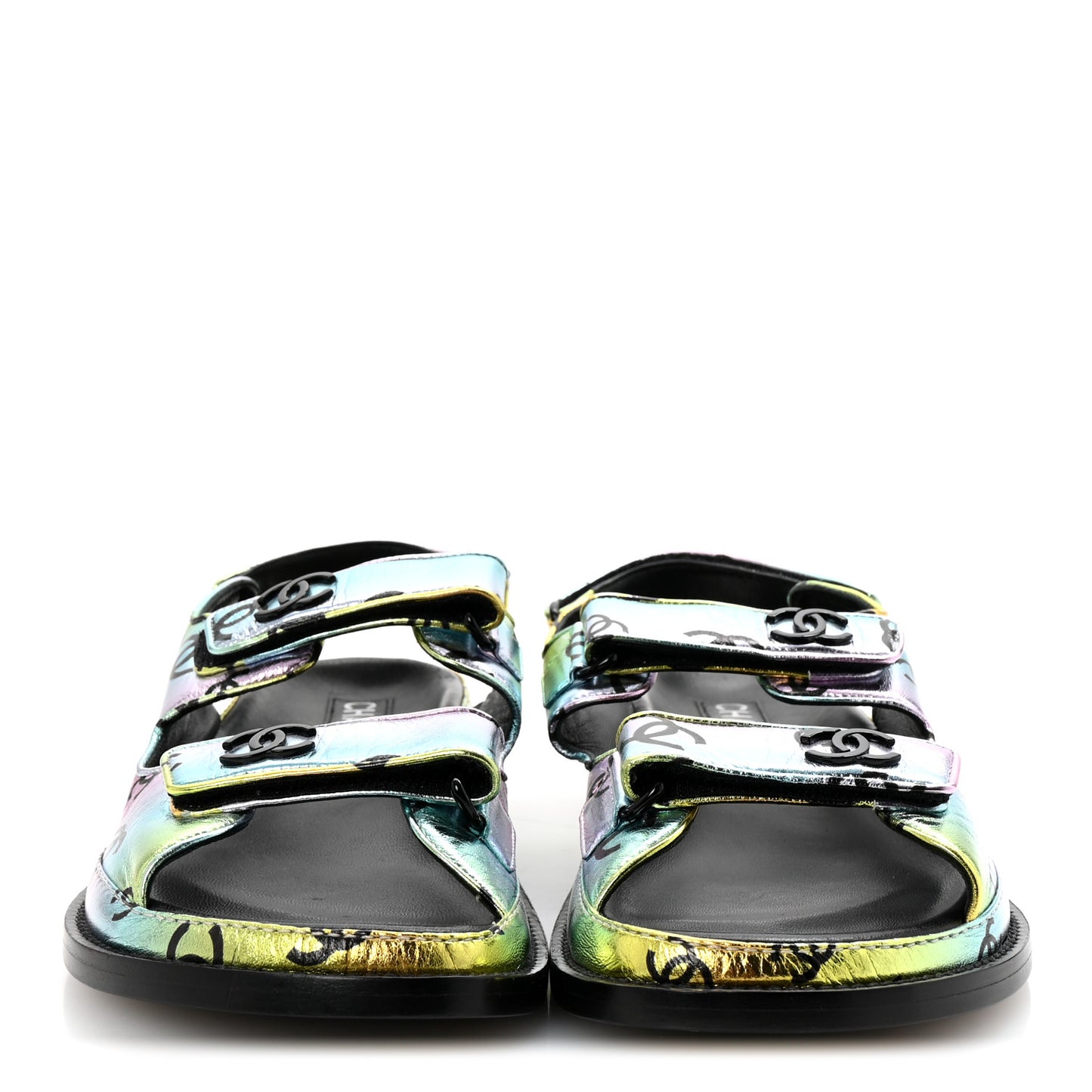Laminated Lambskin Printed CC Dad Sandals 39 Multicolor