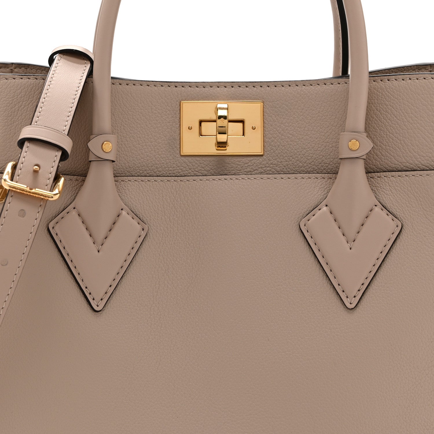 Louis Vuitton Calfskin Monogram On My Side MM Greige 7 of 9