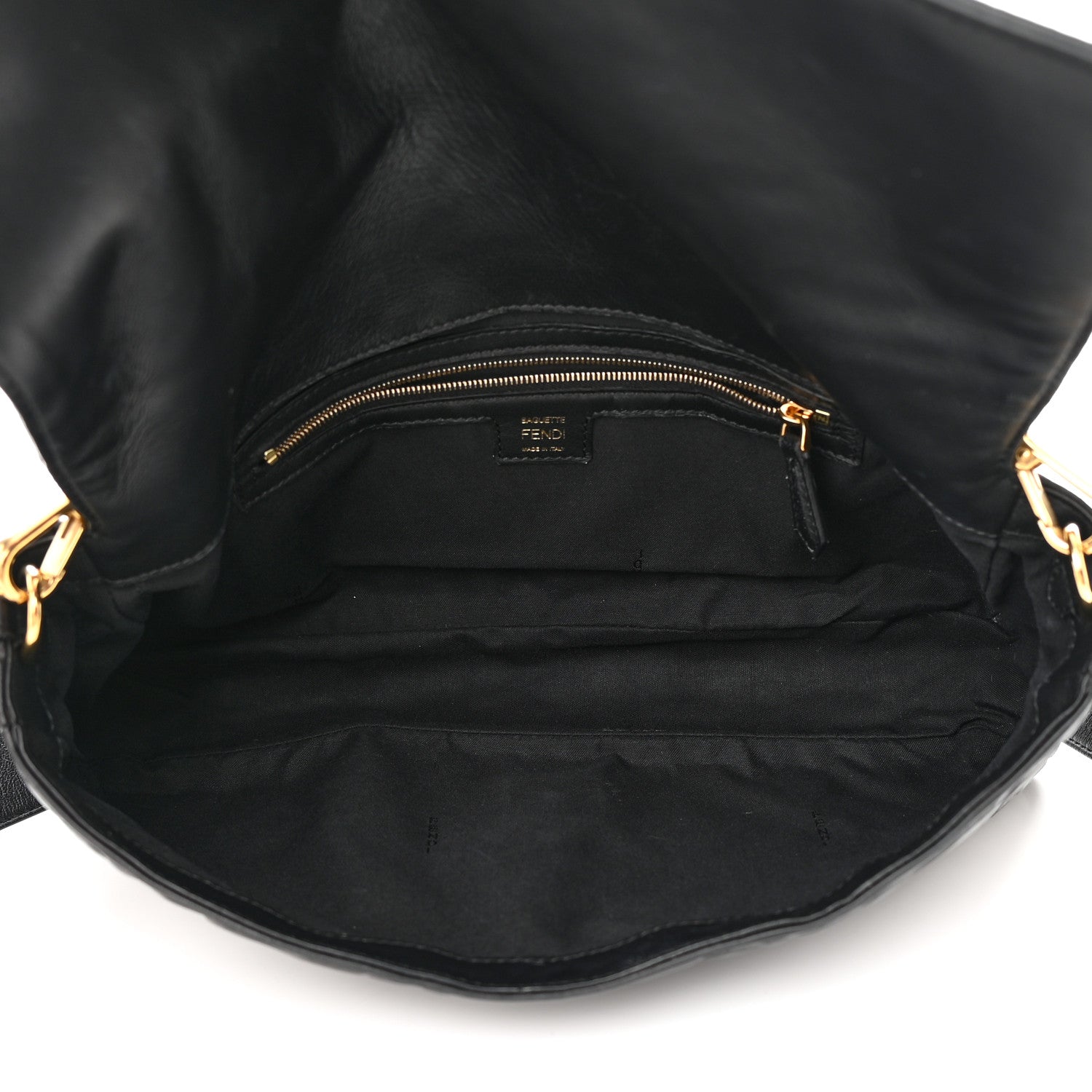 Fendi Nappa FF 1974 Embossed Large Baguette Black 5 of 11