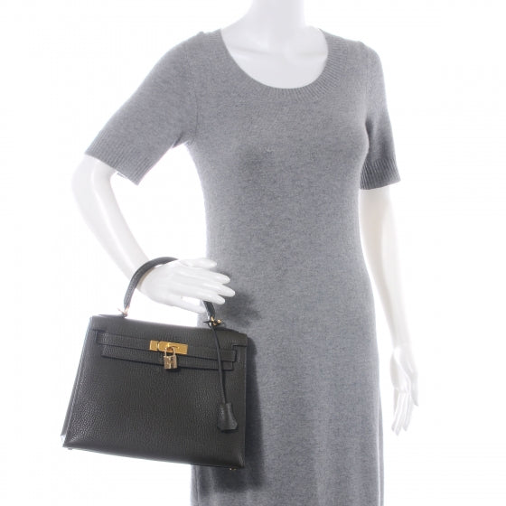 Hermes Chevre Kelly Sellier 28 Vert Bronze 2 of 10