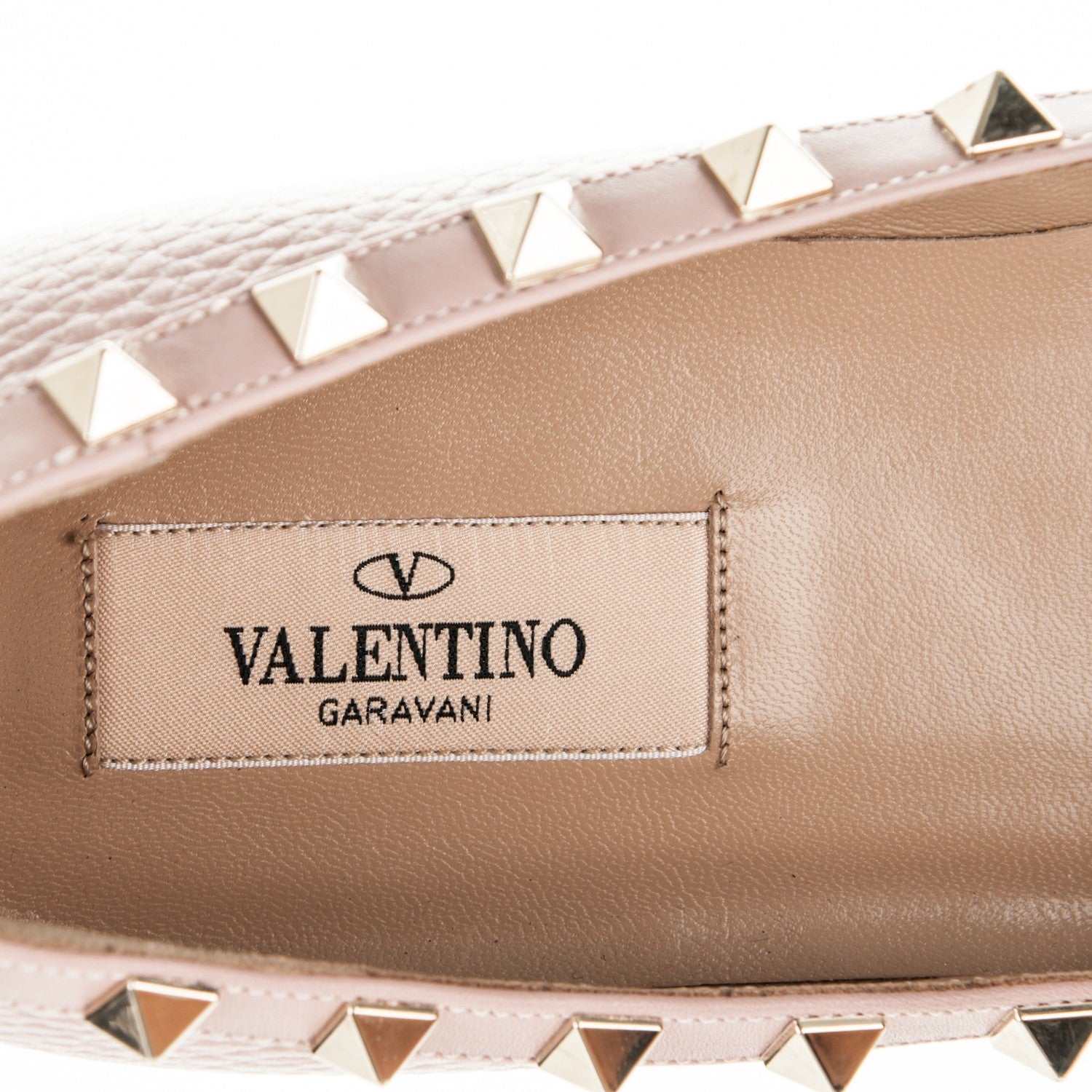 Valentino Garavani Pebbled Calfskin Rockstud Ballerina Flats 40 Water Rose 7 of 9