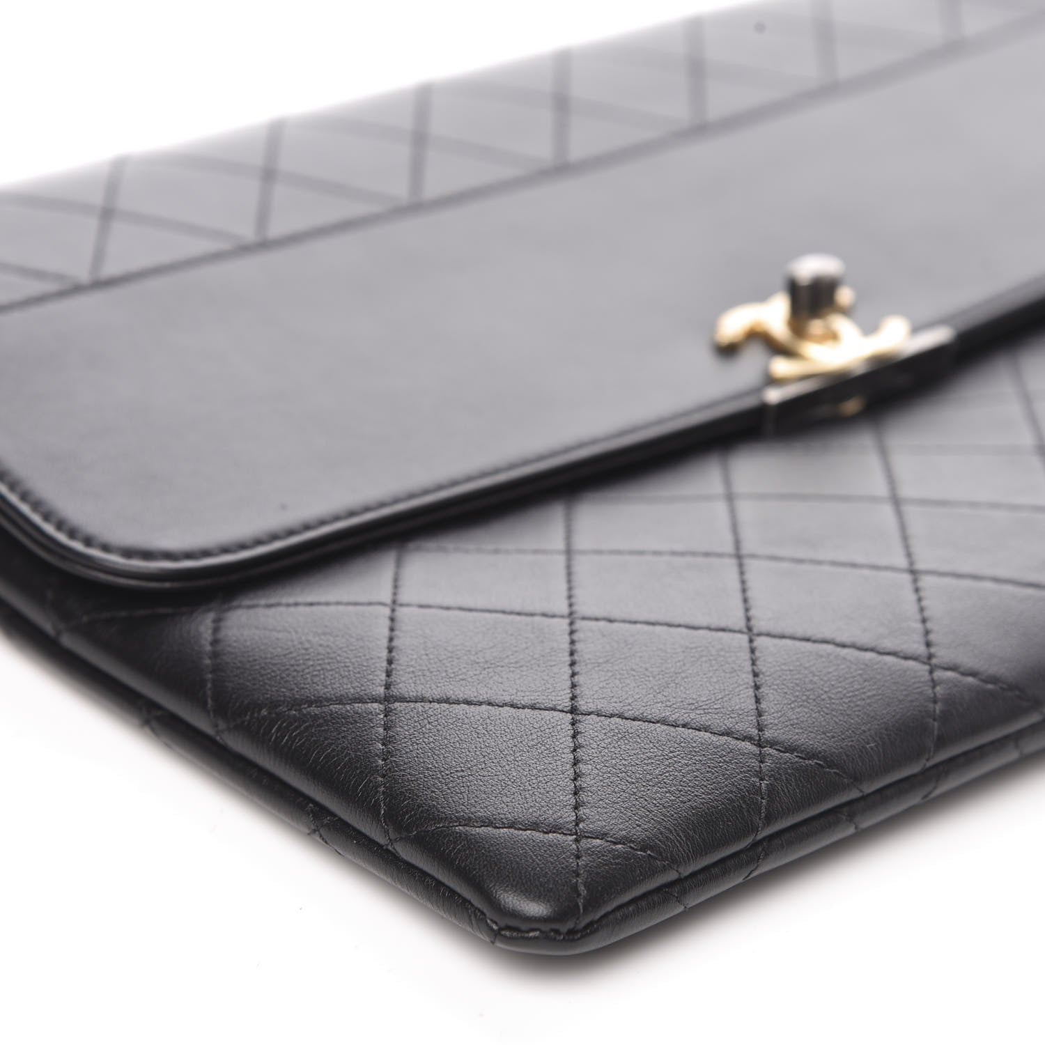 Chanel Calfskin Quilted CC Flap Clutch Black 8 of 11