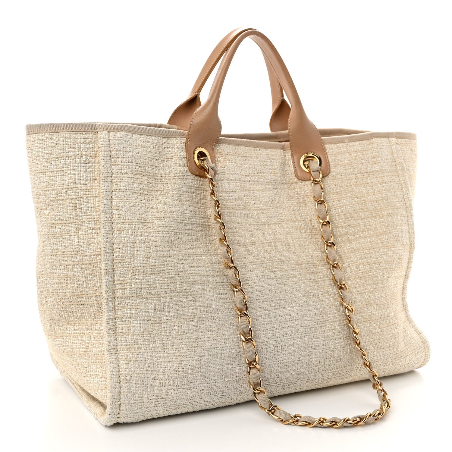 Chanel Canvas Medium Deauville Tote Light Beige 3 of 10