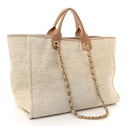 Chanel Canvas Medium Deauville Tote Light Beige 3 of 10