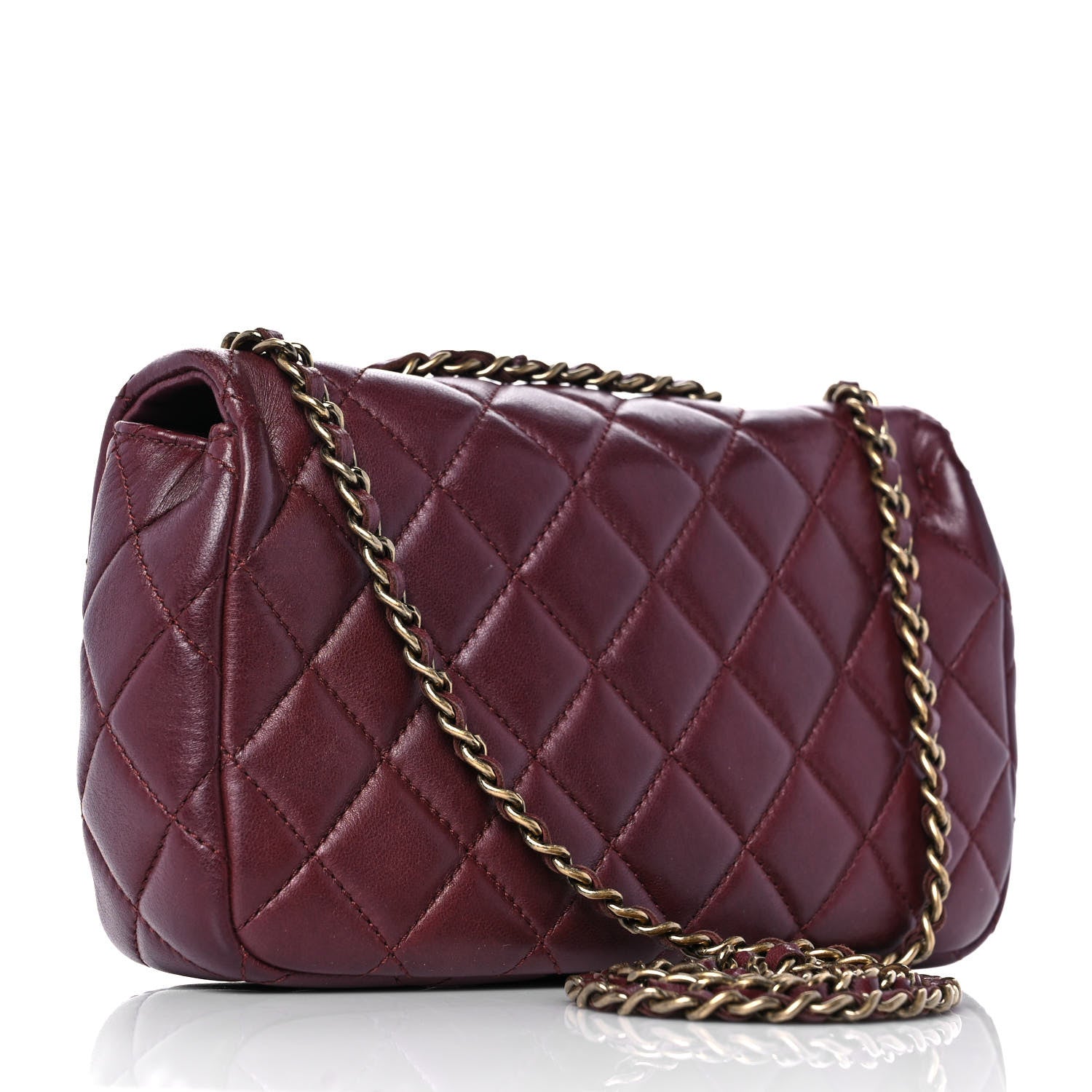 Chanel Lambskin Quilted Meat Packaged Mini Rectangular Flap Burgundy 2 of 8