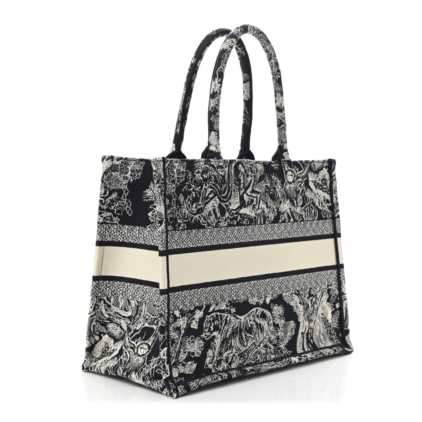 Canvas Embroidered Medium Dioriviera Toile De Jouy Reverse Book Tote Blue