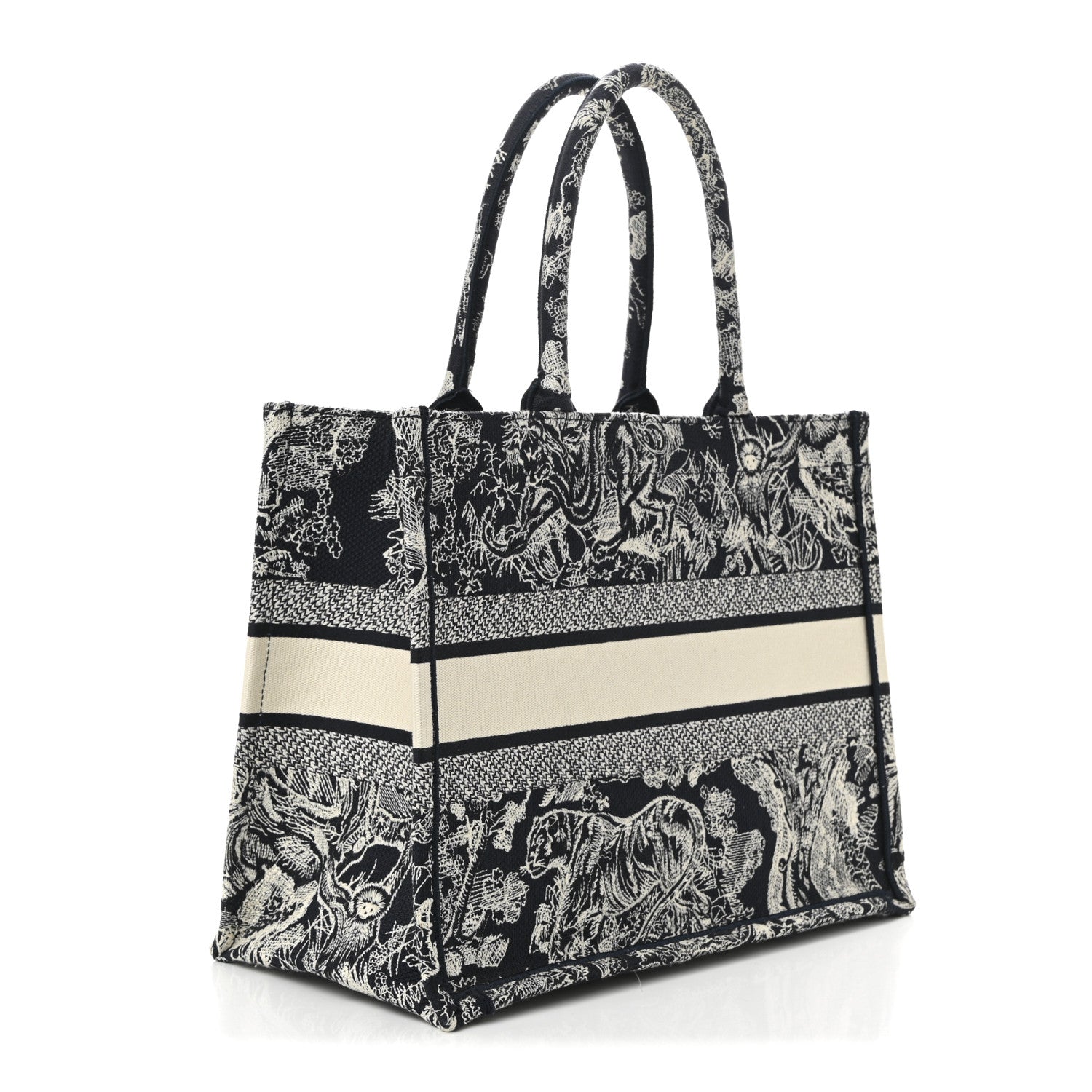 Christian Dior Canvas Embroidered Medium Dioriviera Toile De Jouy Reverse Book Tote Blue 3 of 10
