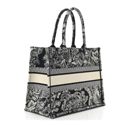 Christian Dior Canvas Embroidered Medium Dioriviera Toile De Jouy Reverse Book Tote Blue 3 of 10
