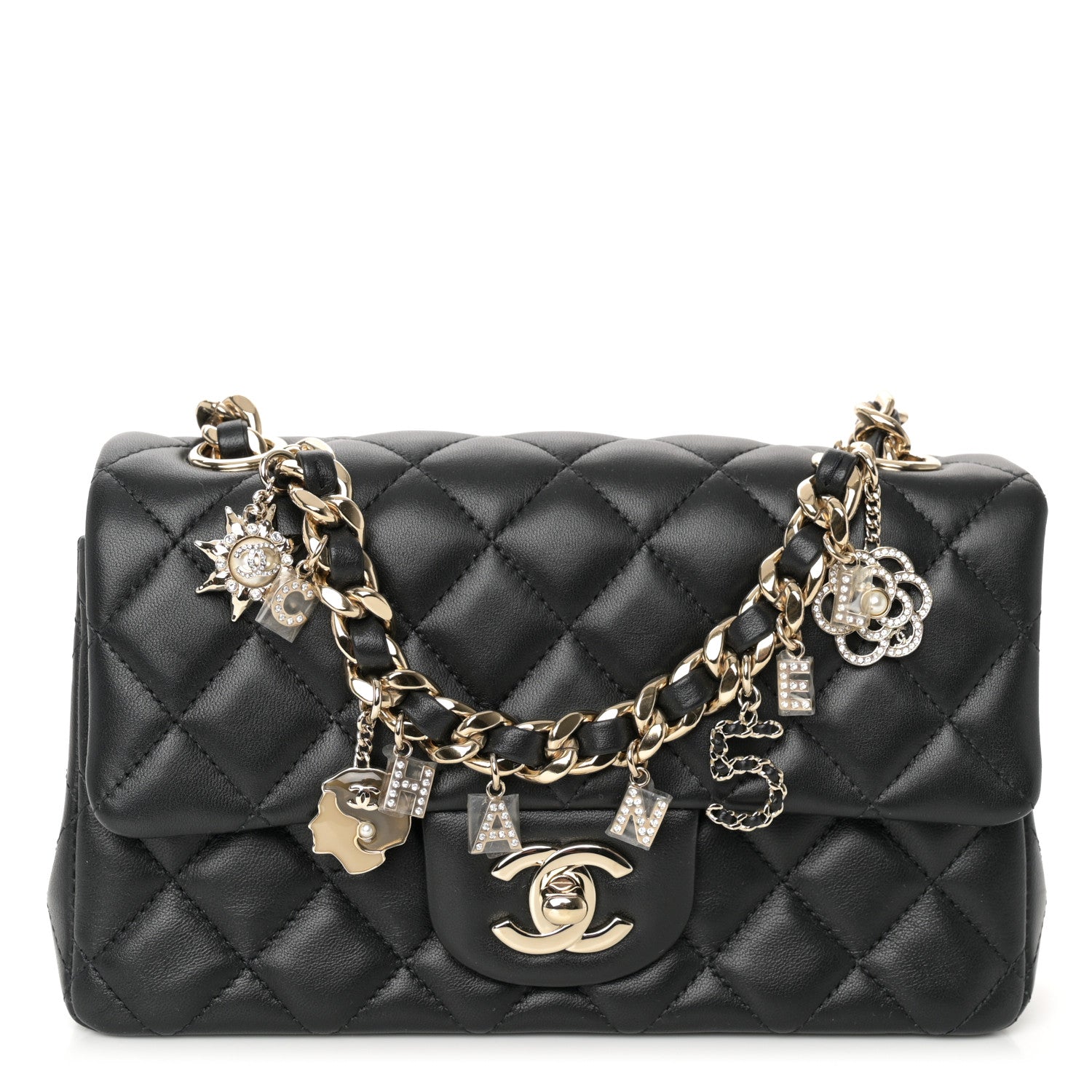 Chanel Lambskin Quilted Mini Coco Charms Rectangular Flap Black 1 of 10
