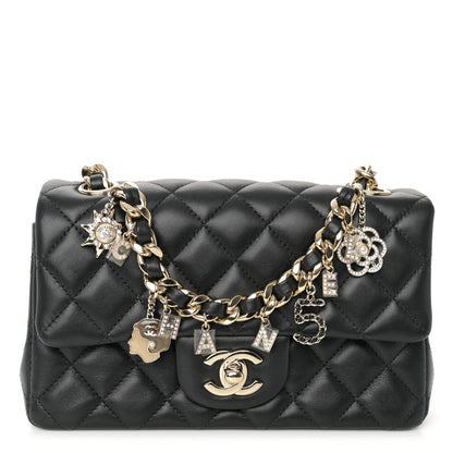 Chanel Lambskin Quilted Mini Coco Charms Rectangular Flap Black 1 of 10