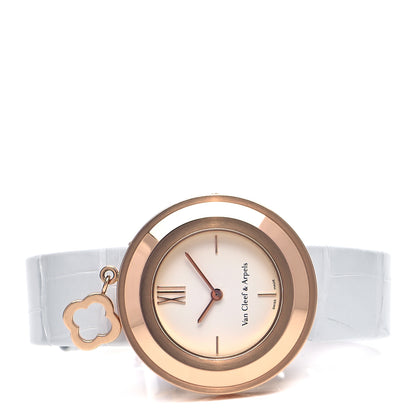 Van Cleef & Arpels 18K Rose Gold Alligator Diamond 32mm Charms Quartz Watch 2 of 5