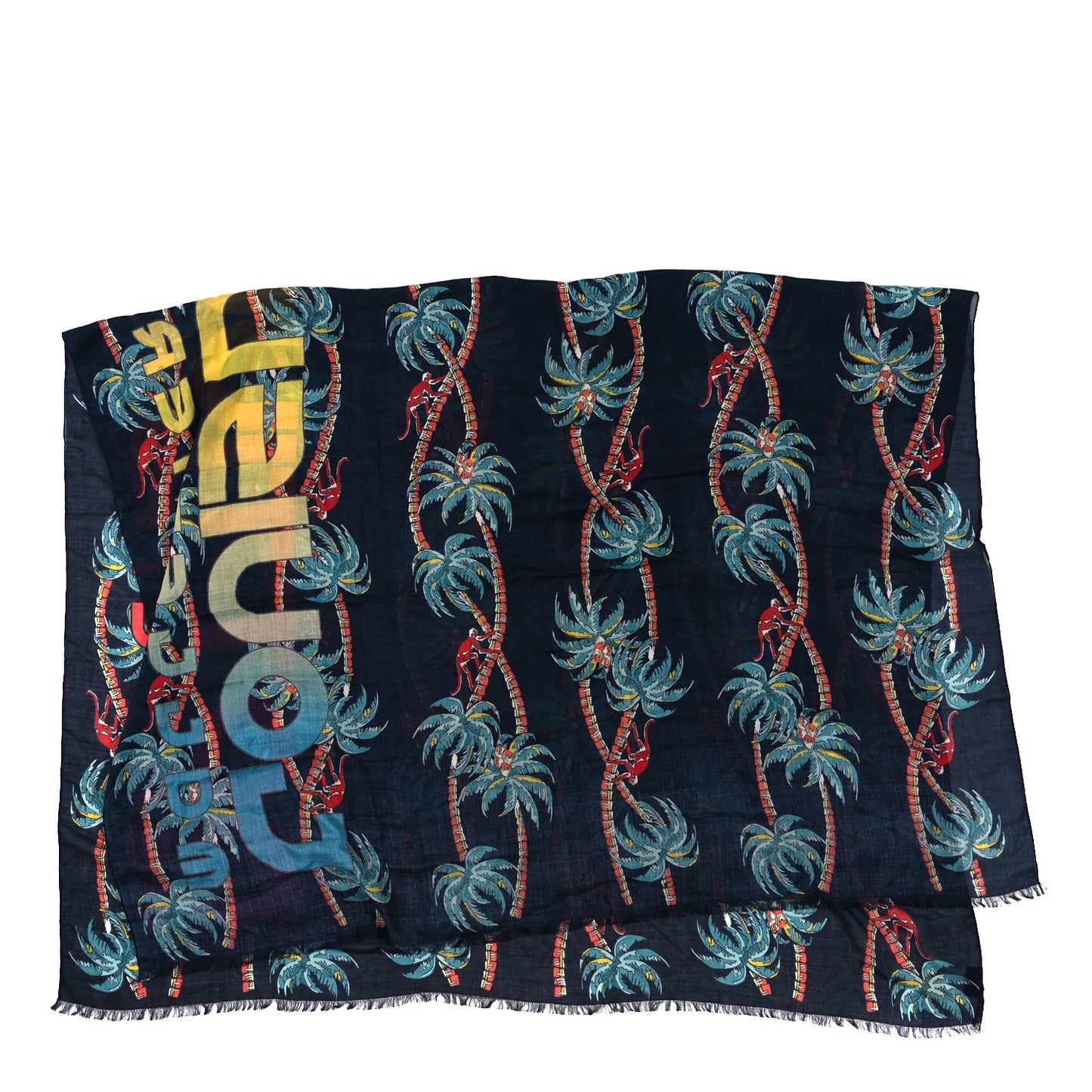 Cashmere Silk Palm Tree Bleu Marine