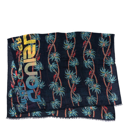 Louis Vuitton Cashmere Silk Palm Tree Bleu Marine 2 of 4