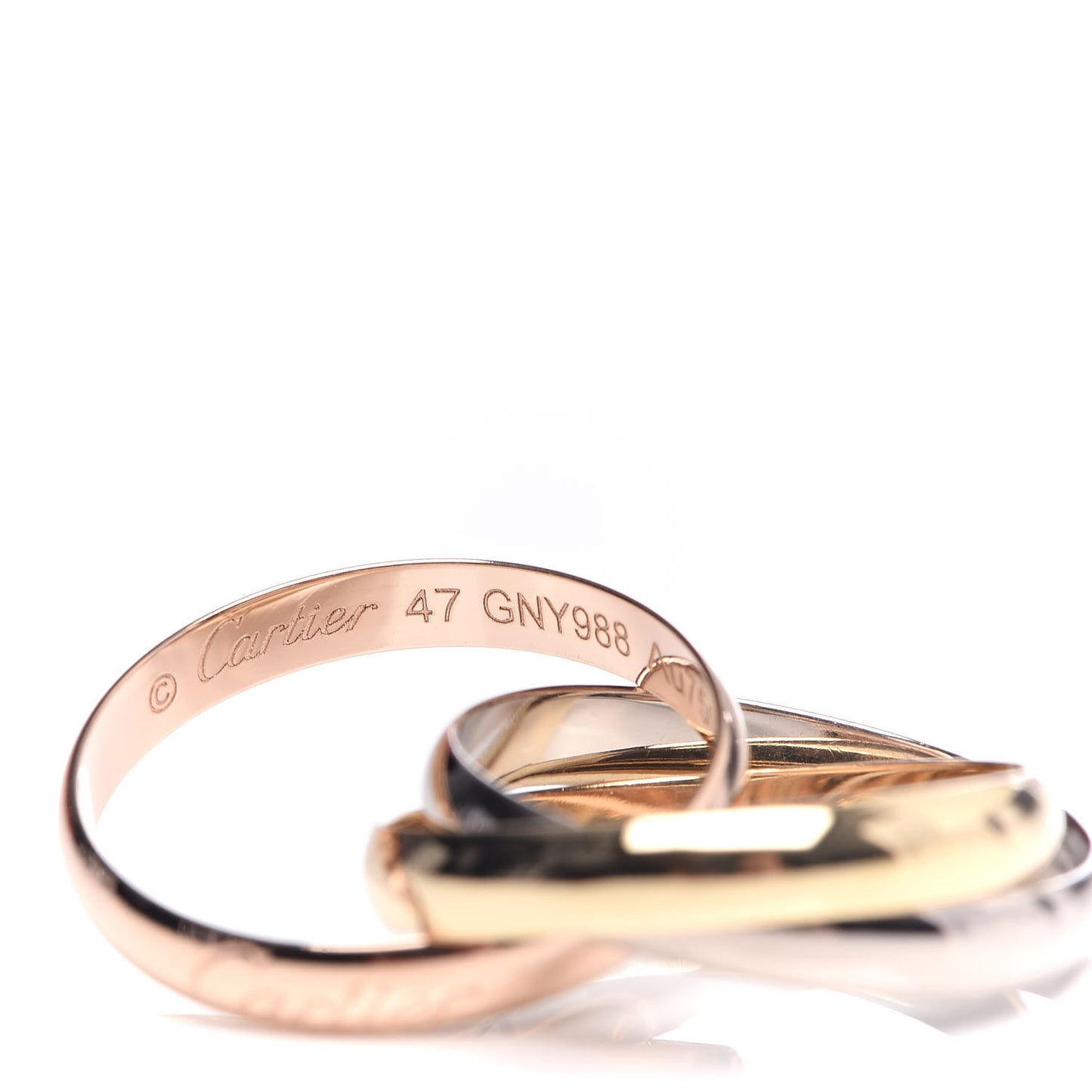 18K Pink Yellow White Gold Small Trinity Ring 47 4.25