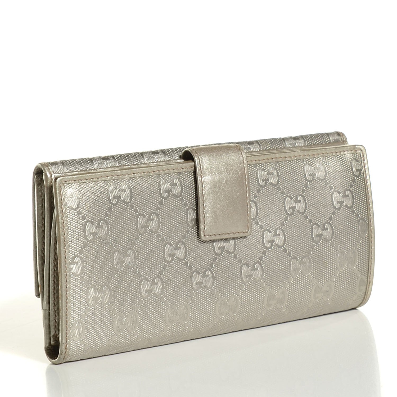 Gucci Imprime Monogram GG Pierce Continental Flap Wallet Silver 3 of 7
