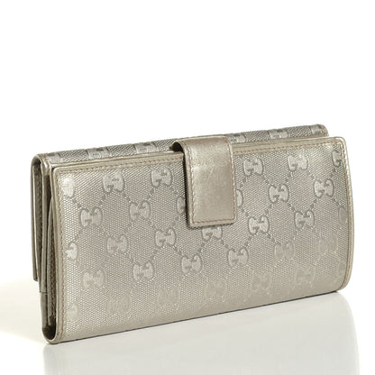 Gucci Imprime Monogram GG Pierce Continental Flap Wallet Silver 3 of 7