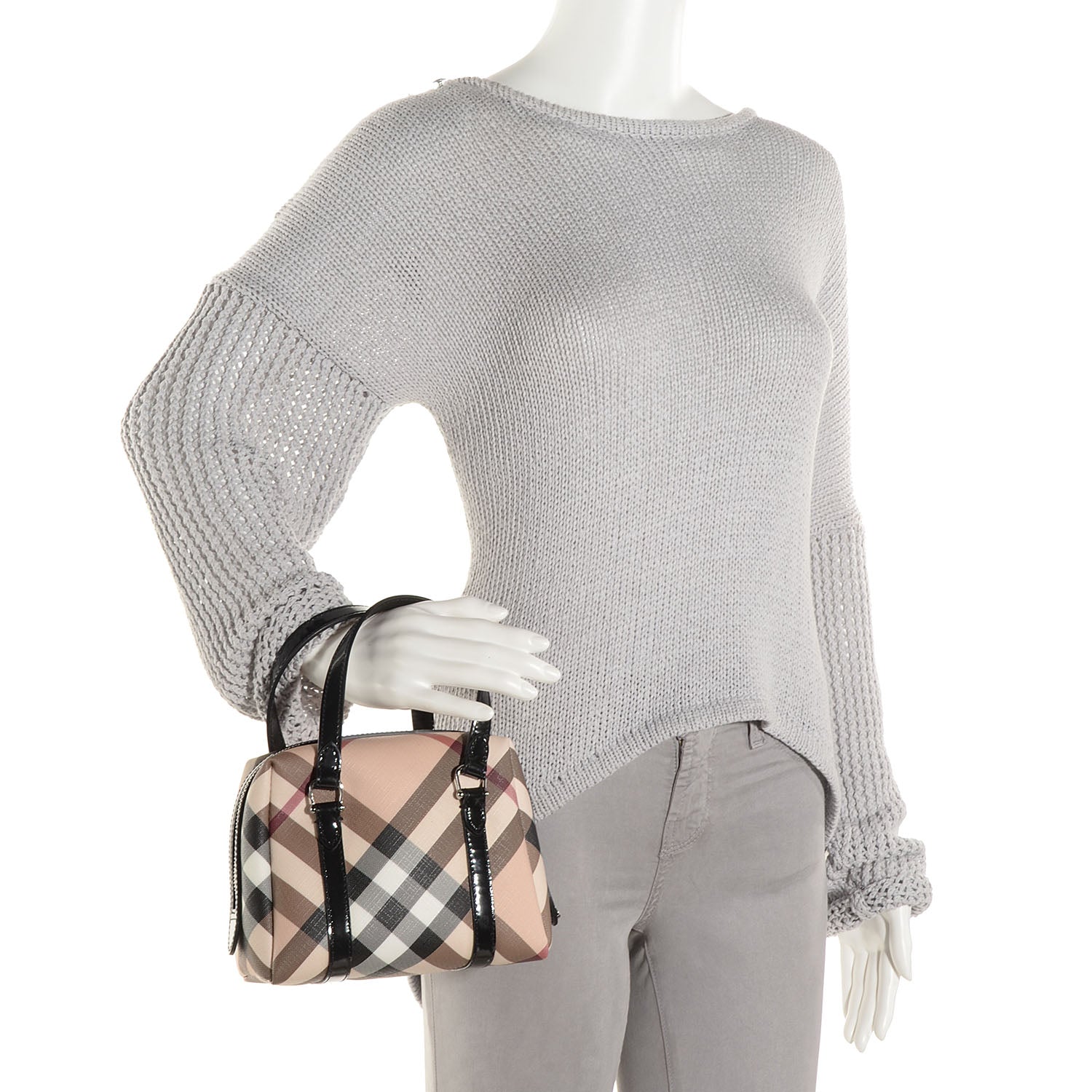 Burberry Patent Nova Check Sophie Satchel Black 2 of 8