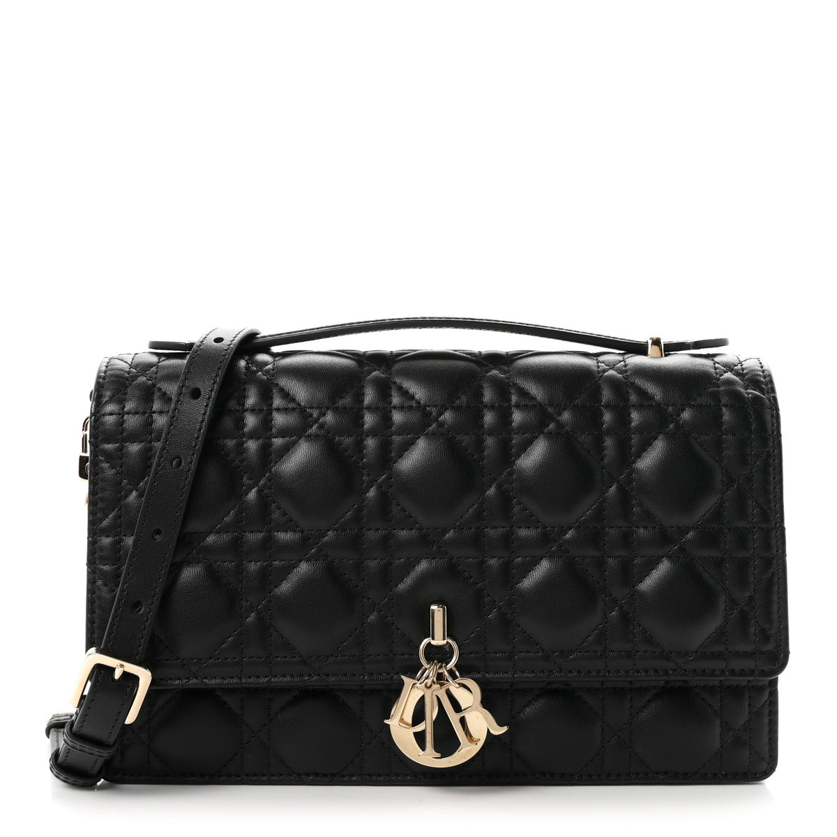 Christian Dior Lambskin Cannage My Dior Top Handle Bag Black 1 of 9
