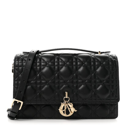 Christian Dior Lambskin Cannage My Dior Top Handle Bag Black 1 of 9