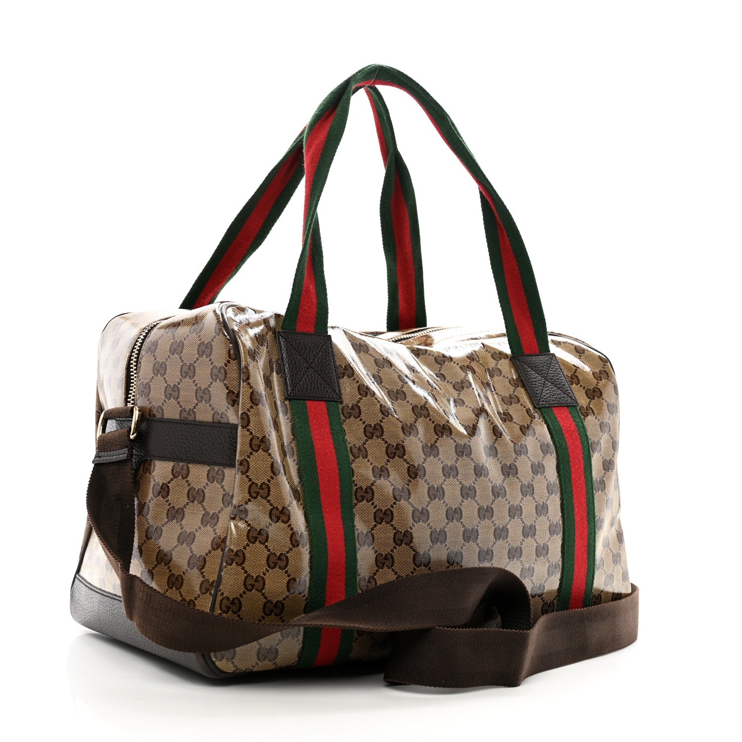 Gucci Crystal Monogram Web Large Carry On Duffle Bag Brown 2 of 13