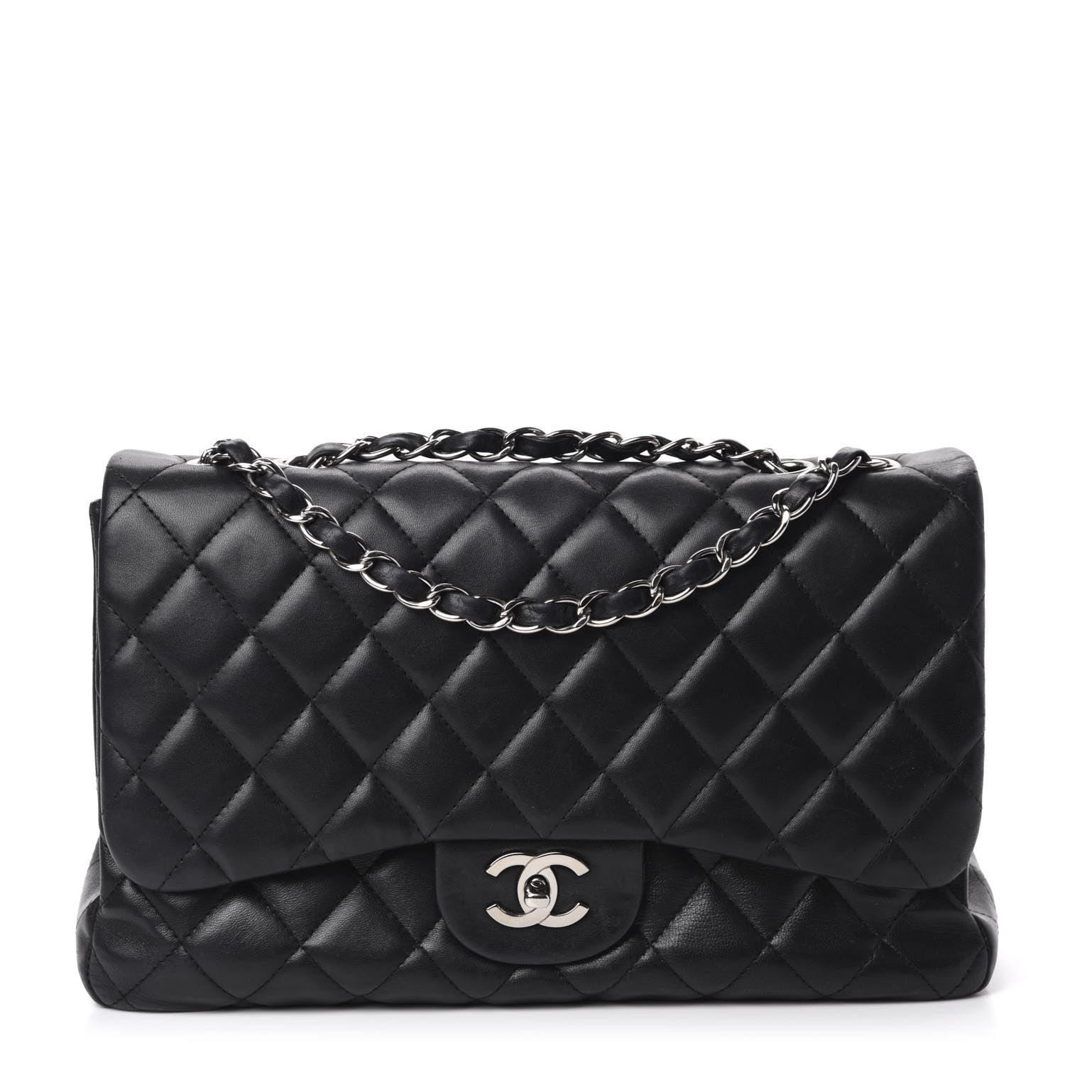 Chanel Lambskin Quilted Jumbo Single Flap Black 1 of 12