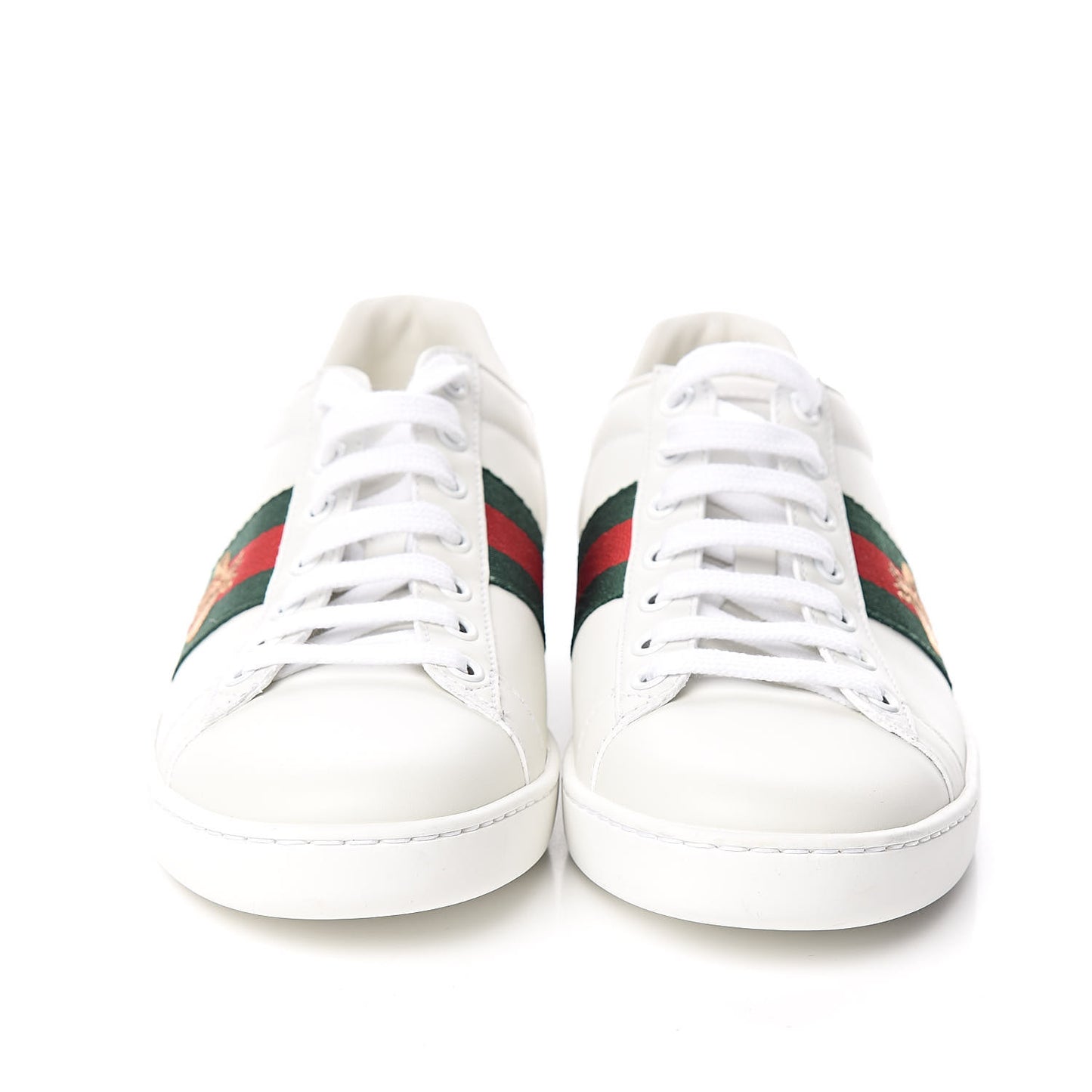 Calfskin Ayers Bee Embroidered Womens Ace Sneakers 36.5 White Green
