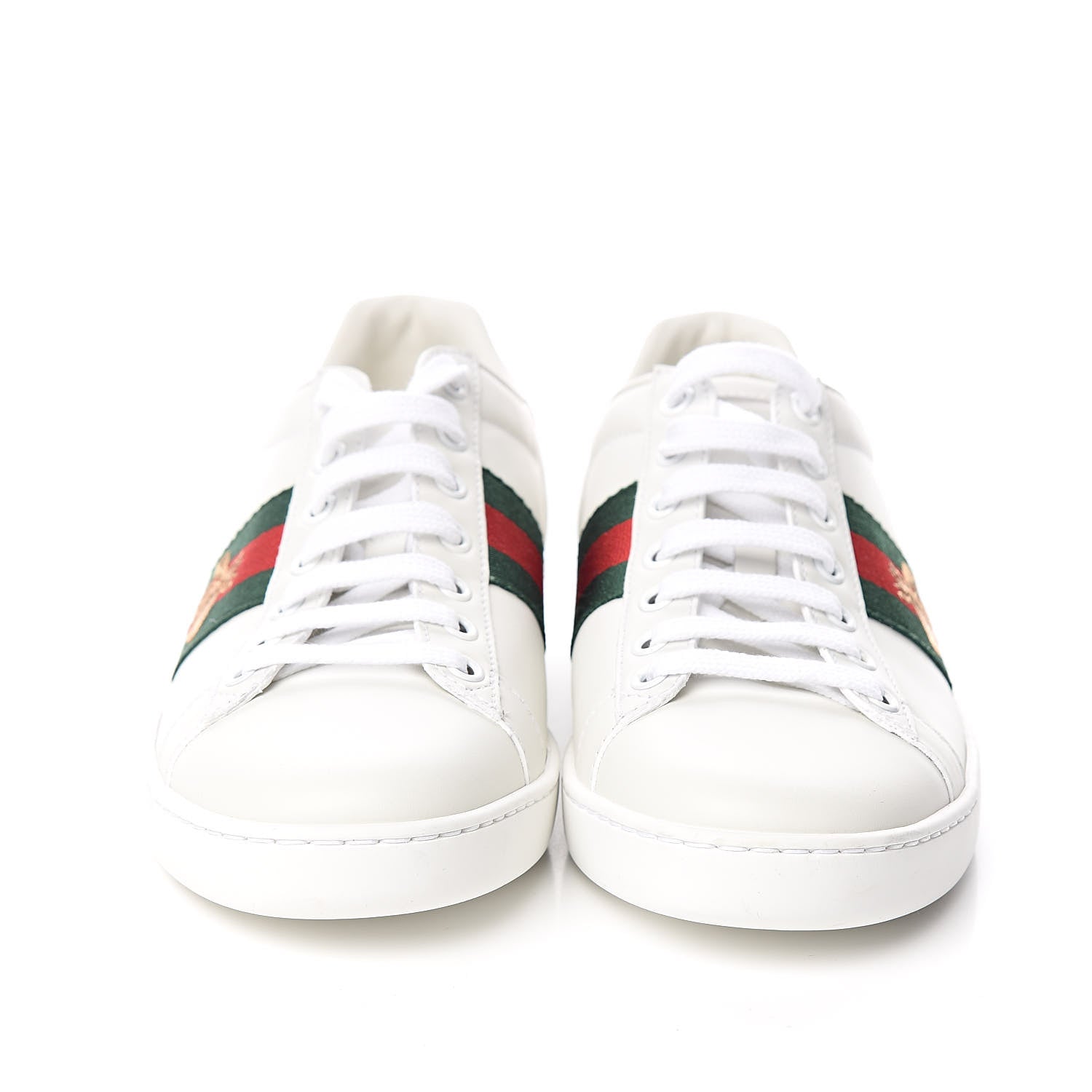 Gucci Calfskin Ayers Bee Embroidered Womens Ace Sneakers 36.5 White Green 2 of 9