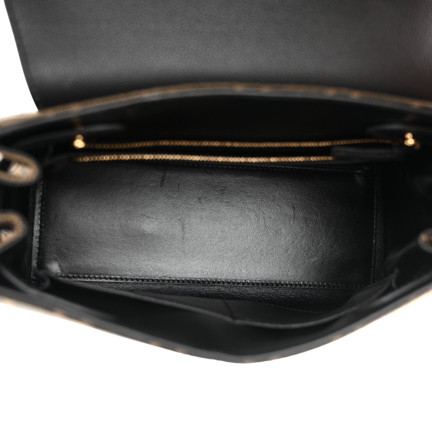 X FENDI Grained Calfskin Fendace Medium La Medusa Top Handle Bag Black Brown