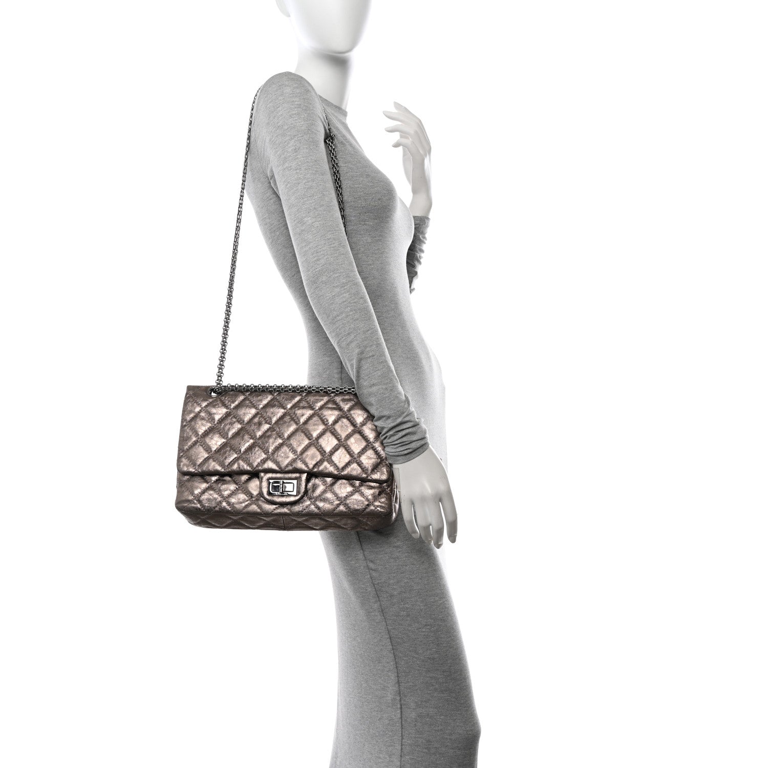 Chanel Metallic Aged Calfskin Quilted 2.55 Reissue 227 Flap Pewter 2 of 10
