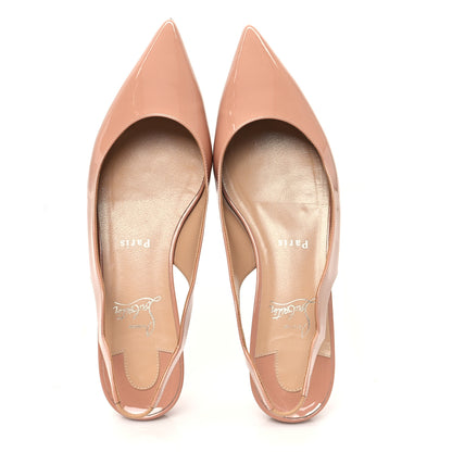 Christian Louboutin Patent Hot Chickita Slingback Flats 38.5 Nude 2 of 8