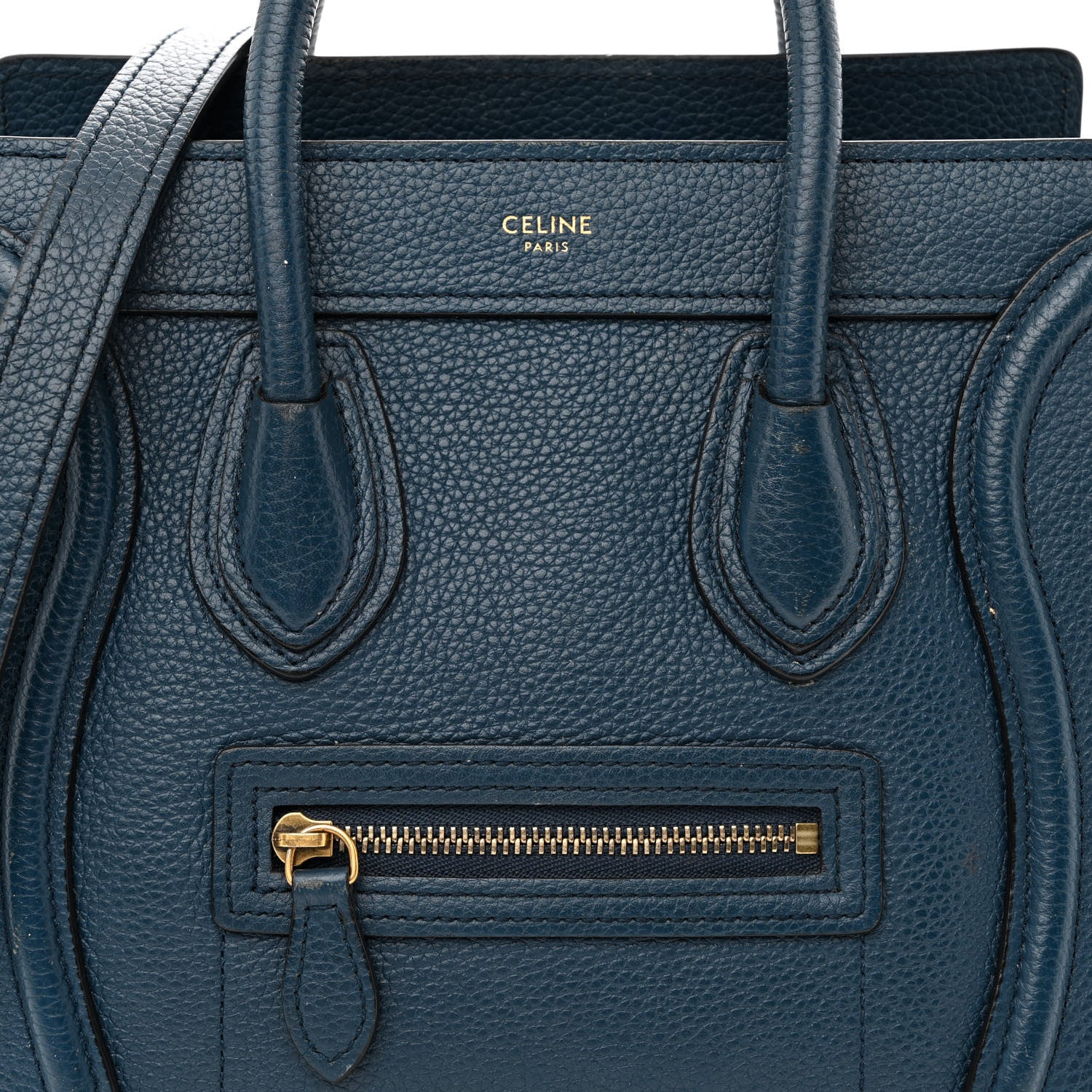 Celine Baby Drummed Calfskin Nano Luggage Blue 9 of 15