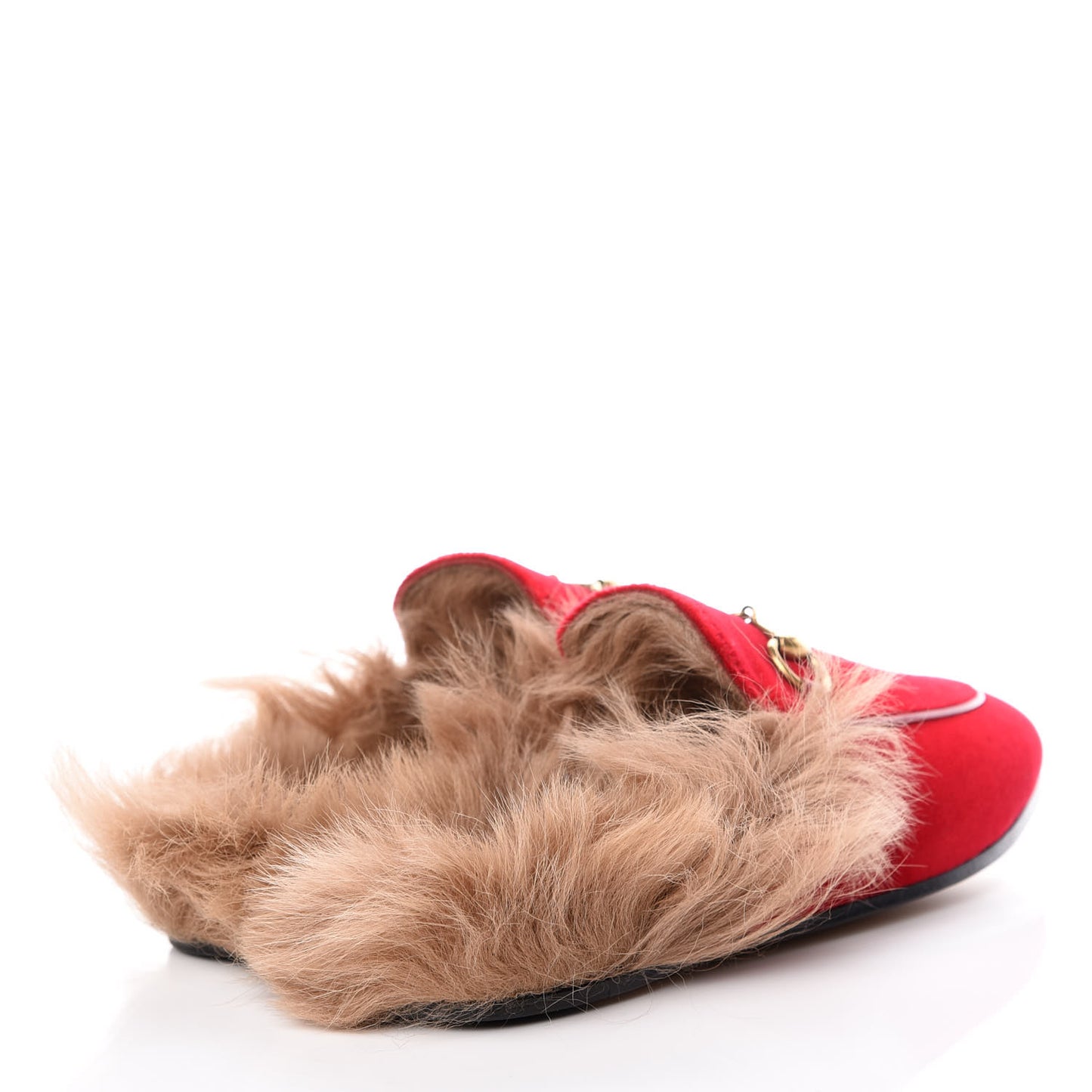 Velvet Fur Womens Princetown Slippers 35 Hibiscus Red