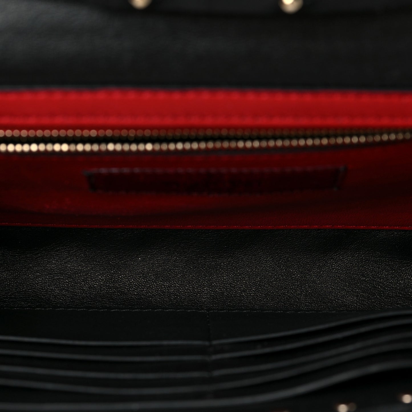 Lambskin Rockstud Spike Wallet on Chain Black
