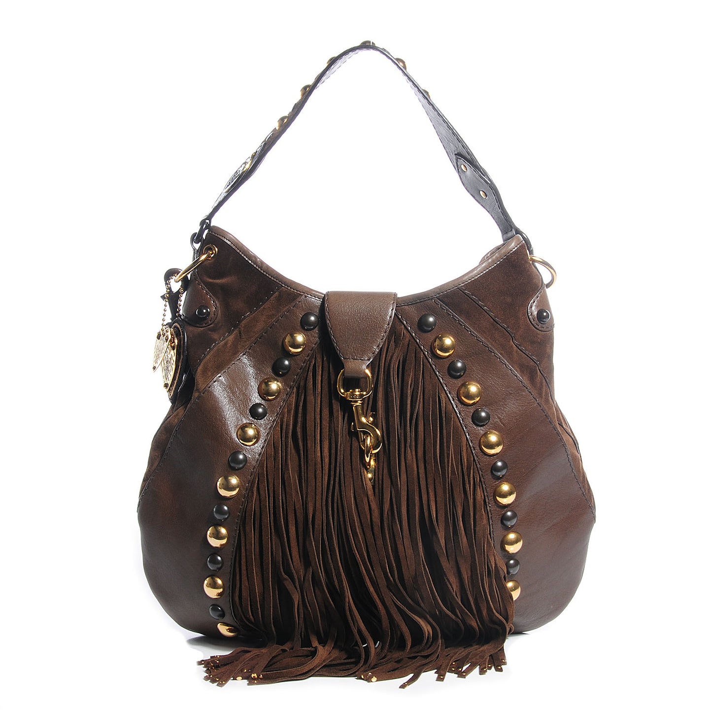 Leather Suede Fringe Babouska Hobo Brown