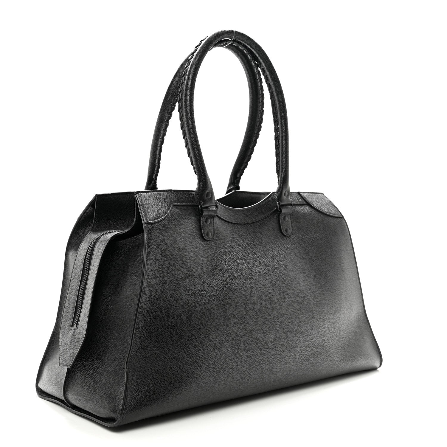 Balenciaga Grained Calfskin Neo Classic Black Hardware Large Top Handle Bag Black 2 of 9