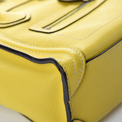 Celine Drummed Calfskin Nano Luggage Citron 10 of 12