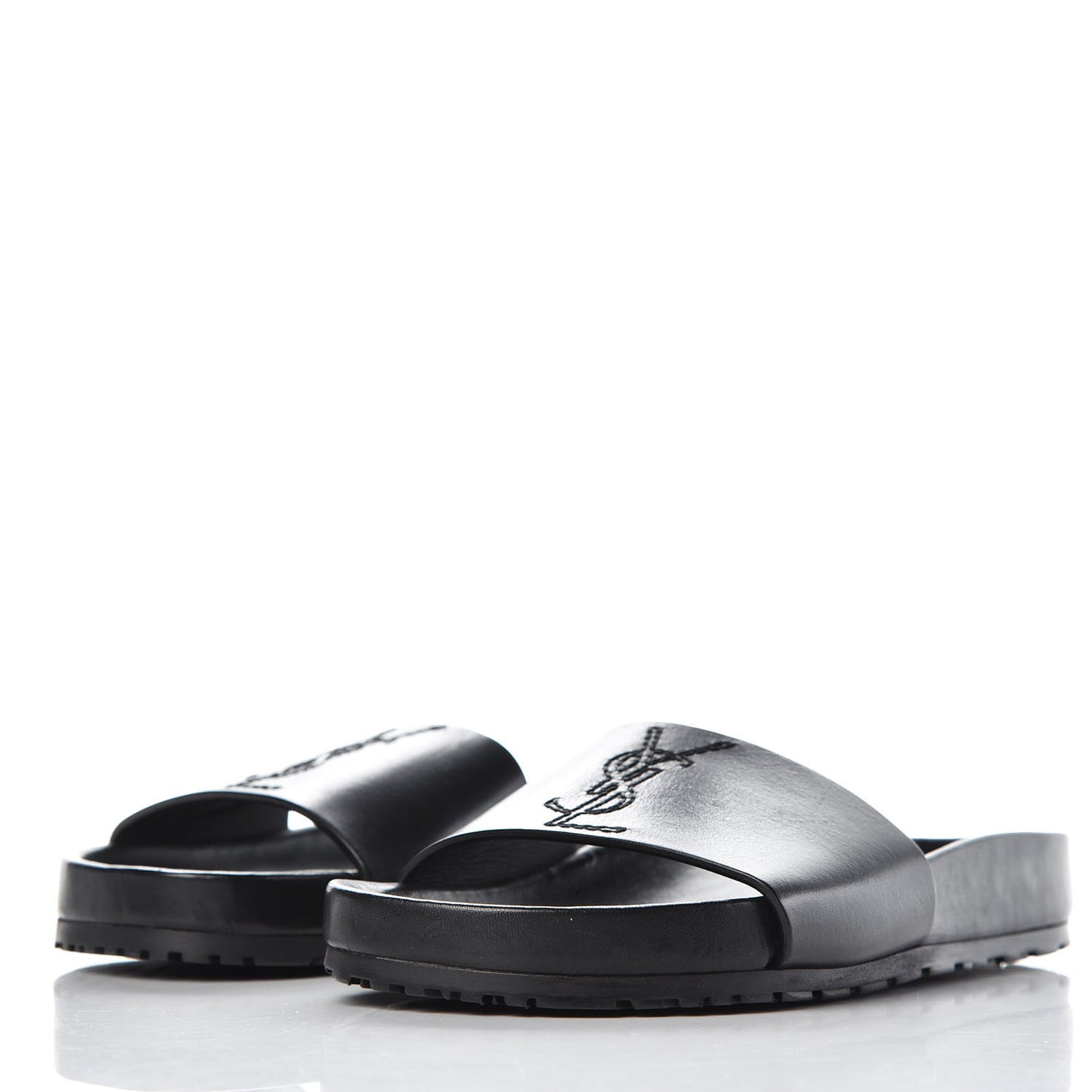 Calfskin Monogram Jimmy Joan Slide Sandals 37 Black