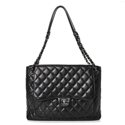 Chanel Lambskin Quilted Front Flap Tote Black 1 of 15