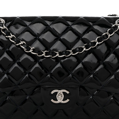 Chanel Patent Quilted Jumbo Double Flap Dark Blue 8 of 10